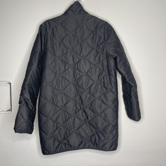 Quince Quilted Jacket Womens Small Black Featherless Quilted Long Full Zip - Picture 8 of 9
